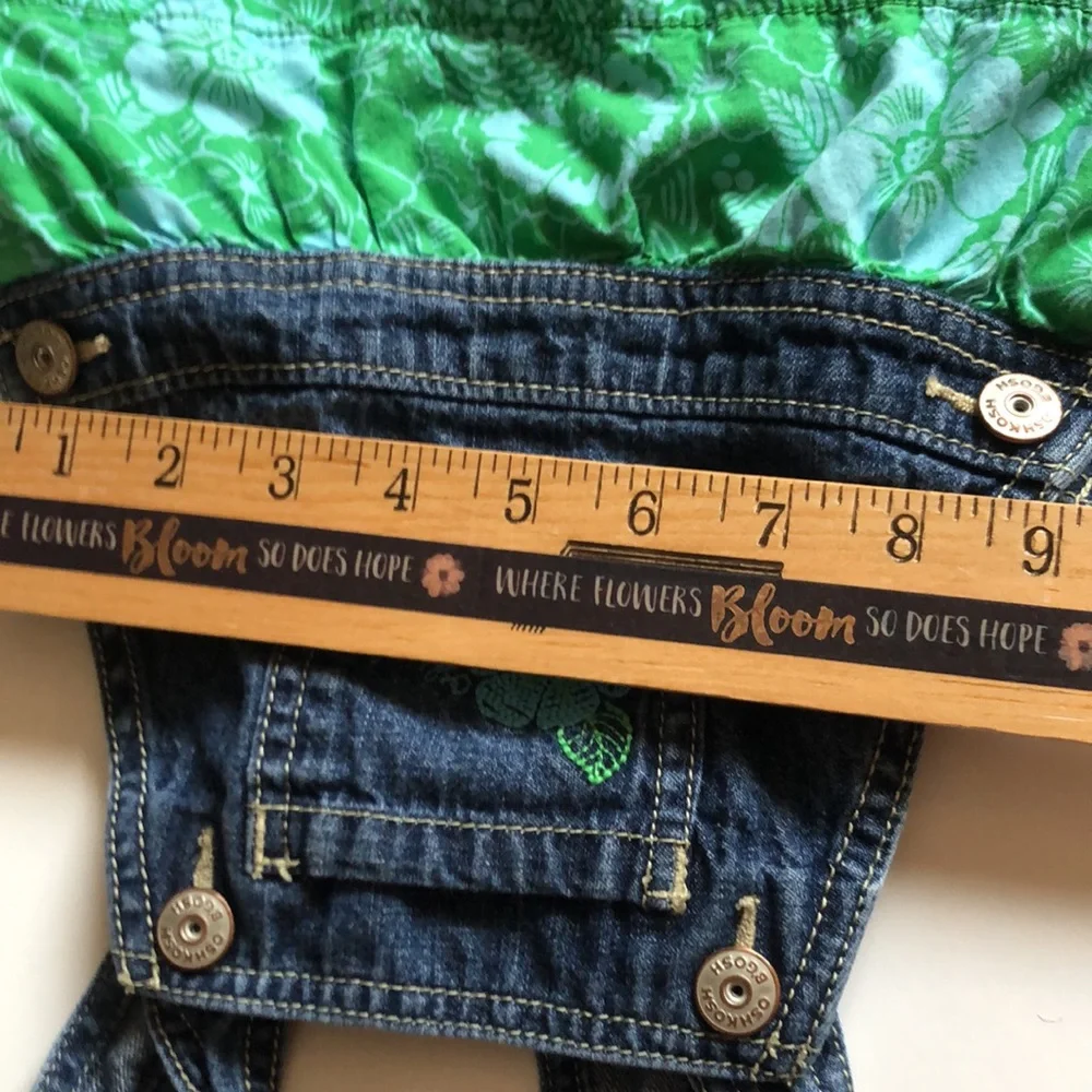 Oshkosh Denim Dress Hawaiian Girls Denim Overall Dress with Tropical Dress